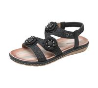 Générique Sandali estivi da spiaggia con strass da donna bohemien, con fiori, grandi dimensioni, collezione estate 2024, sandali Boemia perla in pelle scarpe, Le Noir, 40.5 EU