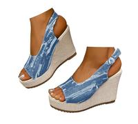 Générique Sandali estivi di pesce larghi da donna, sandali Nuuvelles suola spessa per la primavera e l'estate con suola spessa e sulla flangia piatta leggera camminare a lungo, azzurro, 40.5 EU