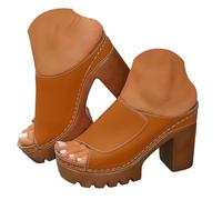 Générique sandali ortopedici da donna per donna a punta aperta, scarpe da sposa e corteo nuziale comode sandali con punta aperta da spiaggia Sandalo donna camoscio vintage con tacco quadrato, marrone