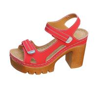 Générique sandali ortopedici donna donna punta aperta scarpe da sposa e corteo nuziale Sandalo donna bohémien sandalo donna minimalista piatto in pelle per tutti i giorni, rosso, 40.5 EU