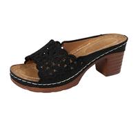 Générique sandali ortopedici donna per donna punta rotonda scarpe da sposa e corteo nuziale Sandalo donna sottile Sandalo donna in tessuto gancio regolabile confortevole per mezza stagione, Le Noir