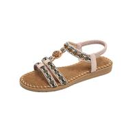 Générique Sandali piatti da donna, con strass, scarpe casual da donna, spiaggia con ciabatte comode nude e piedi chic, sandali con punta aperta a cipolla traspirante nuda piedi ortopedici, rosa, 38 EU