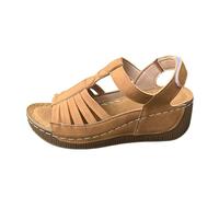 Générique Sandali Zeppe Tacco Alto Donna Estate - Ciabatte Ortopediche Punta Aperta Ciabatte Piattaforma Romanzo Stile Retro Scarpe Ortopediche Suola Morbida Allungabile Sandalo, marrone, 41 EU