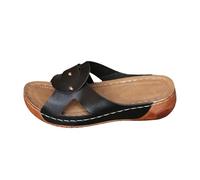 Générique Sandalo Confortevole Piede Grande - Ciabatte Donna Estate Zeppe Pantofole Piattaforma All'aperto Relax Sandali Da Spiaggia Retrò Classico Scarpe Da Trekking, Nero , 39 EU
