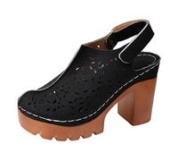 Générique sandalo da donna con top spessi per le donne, punta aperta, scarpe da sposa e corteo nuziale sandali donna estate suola zeppa Sandalo donna mezza stagione, Le Noir, 37 EU