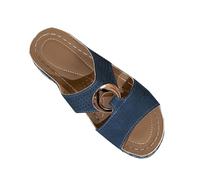 Générique Sandalo da donna estivo chic e confortevole sandali zeppa piatto nudo piedi casual leggero cicla di grandi dimensioni ciabatte da spiaggia sandali 36-43 cicla donna estate piscina, navy, 36