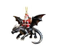 Générique Santa Christmas Ornament - Flying Dragon Decor | 2D Santa Riding A Flying Dragon Christmas Ornament for Holiday Celebrations Winter Seasonal Displays and Decorating Trees Backpacks