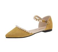Générique Scarpe da donna estive chic ed eleganti tacco piatto - Ciabatte contemporanee Superiore Sandali Punta a Punta Da Sera Città Belle Scarpe Perline Minimalista Claquette Ortopedica, giallo, 38
