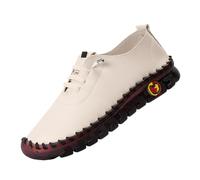 Générique Scarpe da donna in pelle morbida, taglio traspirante e finiture cuciture, suola spessa e spessa, grandi dimensioni, stile retrò romano, per passeggiate quotidiane primavera-estate, cachi