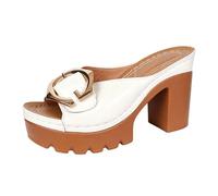 Générique Scarpe da donna Sandali bohémien con cinturino tra le dita e la piattaforma spessa, scarpe da spiaggia casual e comode per l'estate e le passeggiate all'aperto., bianco, 38 EU