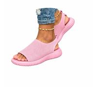 Générique Scarpe da donna, sandali estivi traspiranti, semplici e casual, ideali per la spiaggia e le giornate più belle. Scarpe piatte e facili da indossare, perfette per la spiaggia., Rosa, 42 EU