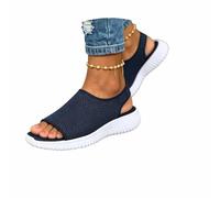 Générique Scarpe da donna, sandali estivi traspiranti, semplici e casual, ideali per la spiaggia e le giornate più belle. Scarpe piatte e facili da indossare, perfette per la spiaggia., blu, 38 EU