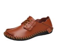 Générique Scarpe da uomo Cuoio Cucito Artigianale Con Lacci Taglio Casual Suola Morbida Resistente All'uso Quotidiano per Camminare Uscite Urbane Metà Stagione, Marrone 2, 42 EU