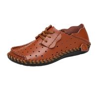 Générique Scarpe da uomo Cuoio Cucito Artigianale Con Lacci Taglio Casual Suola Morbida Resistente All'uso Quotidiano per Camminare Uscite Urbane Metà Stagione, Marrone 1, 38 EU