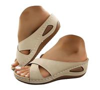 Générique Scarpe donna estate Sandali con zeppa da donna, alla moda e correttive, bohémien, ideali per la spiaggia. Sandali da donna estivi con zeppa, spiaggia sportiva all'aperto, beige, 40.5 EU