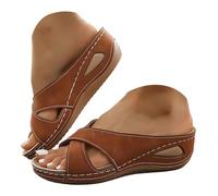 Générique Scarpe donna estate Sandali con zeppa da donna, alla moda e correttive, bohémien, ideali per la spiaggia. Sandali da donna estivi con zeppa, spiaggia sportiva all'aperto, marrone, 40.5 EU