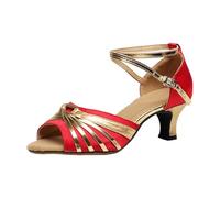 Générique Scarpe Donna Tacchi Con Paillettes Sandali Open Toe Open Toe Croce Strap Scarpe Danza Latina Salsa Tango Mules Donna Passione Elegante Chic, Rosso 5 cm, 37 EU