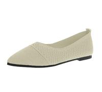 Générique Scarpe Marca = Scarpe da Tempo Libero in Maglia Morbida per Le Donne Antiscivolo Piatte Punta Punta A Punta A Traspirante Infilare Stivaletti Donna Senza Tacco Large, beige, 40 EU