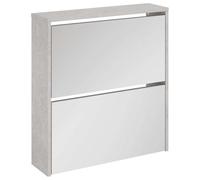 Générique Scarpiera a 2 livelli, grigio cemento, 63 x 17 x 67 cm | Legno di ingegneria durevole, 2 cassetti pieghevoli, portaoggetti per 6-8 coppie, fissaggio a parete incluso