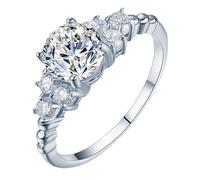 Générique Scatola Anelli Anelli Tarnish Pack Cuore Shaped White Opal Engagement Promise Ring Valentines Jewelry Ganci Anelli Anelli, 7, Copper, Nessuna pietra preziosa