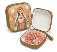 Générique Scatola di immagazzinaggio rosario illustrata Maria o Gesù con rosario rosa profumato o marrone in legno. Ideale regalo per comunione, cresima, festa cristiana, preghiera o partenza in