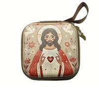 Générique Scatola di immagazzinaggio rosario illustrata Maria o Gesù con rosario rosa profumato o marrone in legno. Ideale regalo per comunione, cresima, festa cristiana, preghiera o partenza in