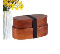 Générique Scatola per il pranzo giapponese,Porta Pranzo in Legno | Scatola per il pranzo a doppio piano,per Viaggi di Primavera Navetta Scuola Campeggio Picnic Carne Verdure