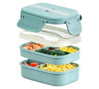 Générique Scatola per pranzo per donne - 3 leakproof Food Container Set, Stackable Organizer With Utensil Bowls | Portable Meal Prep Lunch Containers For Office Work Travel Picnic Camping
