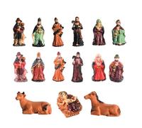 Générique Scena Di Natività Di Natale Tradizionale - 9X Scena Da Tavolo Dipinto A Mano, Figure Di Nativitae | Resina Dipinta A Mano