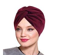 Générique Sciarpa in bambù da donna, comoda da donna, con turbante africano e chemioterapia, cappello da chemioterapia, moderno, cappello a fascia musulmana berretto sciarpa per il cancro, rosso,