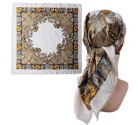 Générique Sciarpa per capelli da donna, grande quadrato vintage, 90 cm, sciarpa da collo da donna, ideale per notte, spiaggia, festival e abbigliamento, Colore panna., Se référer au descriptif