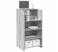 Générique Scrivania da reception Sonoma Grigio 55x50x103,5 cm con piano di lavoro integrato e mensola, in legno di ingegneria stabile, ideale per ufficio, hotel, clinica o salone di bellezza.