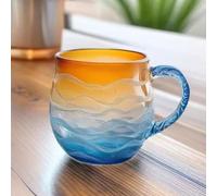 Générique Sea Glass Wave Mug,Sunset and Wave Dual Design,Coastal Beach Themed Artistic Coffee and Tea Drinkware for Beachs & Surf Lover