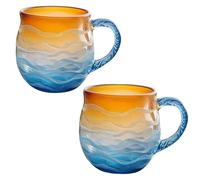Générique Sea Glass Wave Mug,Sunset and Wave Dual Design,Coastal Beach Themed Artistic Coffee and Tea Drinkware for Beachs & Surf Lover