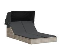 Générique Sedia Lunga Doppia Grigio Chiaro con Tenda Rattan | Poly Rattan durevole, schienale regolabile a 2 posizioni, cuscini spessi, fodera rimovibile lavabile, 110 kg per sedile
