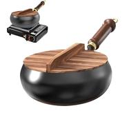 Générique Set antiaderente - Iron resistente alla cottura senza colla | Pan con coperchio e spatola | cinese compatibile con cucine elettriche e