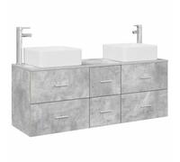 Générique Set Armadio Bagno 3 Pc Grigio Calcestruzzo | Mobile sottolavello, armadio centrale, montaggio a parete, legno di ingegneria, senza foratura, punte incluse