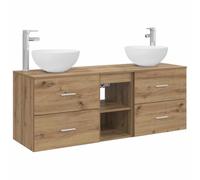 Générique Set Armadio Bagno 3 Pc Rovere Artigianale | Mobile da parete, 2 cassetti, ripiani, legno di ingegneria, acciaio solido, foratura personalizzabile, punte incluse