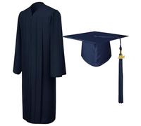 Générique Set berretto e vestito, abito da laurea | Abiti opachi unisex per la laurea - Abiti da coro per la chiesa, costumi da giudice, set di laurea, Blu marino 54, Se référer au descriptif