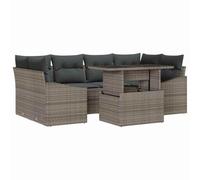 Générique Set Canape Giardino 7 Pezzi Grigio Polyrattan con Stoccaggio | Modulare, Cuscino Muschio, Bracciolo Incline, Acciaio Verniciato, Esterno Durevole