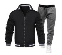 Générique Set casual Baggy - Cardigan da uomo lungo con cappuccio pantaloni a taglio dritto comfort giacca sportiva da uomo tinta unita abbigliamento manica lunga softshell, bronzo, XL