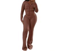 Générique Set da donna a due pezzi per autunno e inverno, maglione a collo alto, gonna lunga, spaccata, abbigliamento streetwear elegante tuta da cocco, morbida, da jogging chic, casa loungewear