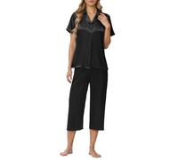 Générique Set da donna chic ed elegante pantaloni e top 2 pezzi biancheria da notte ampia biancheria intima per la casa tuta da donna set moda, Nero , XL