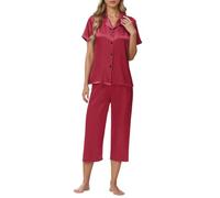 Générique Set da donna chic ed elegante pantaloni e top 2 pezzi biancheria da notte ampia biancheria intima per la casa tuta da donna set moda, Vino, XXL