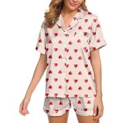 Générique Set da donna in raso di seta a due pezzi con bottoni, abbigliamento notte comfort e relax elegante per ogni stagione