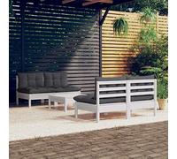 Générique Set da giardino 5 pezzi con cuscini in legno di pino antracite,Mobili,Mobili da giardino,Soggiorni da giardino,Bianco,79.06KG,3096005