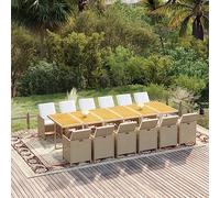 Générique Set da giardino Resine Tissee Beige 13 Pezzi | Sedie pieghevoli, telaio in acciaio, cuscini spessi, pieghevoli sotto il tavolo, uso esterno
