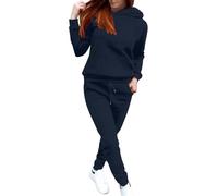 Générique Set da jogging da donna 2 pezzi Tuta Sportiva Pantaloni E Felpa Con Cappuccio Tuta Donna Set Elegante E Elegante Set Stampato Donna Abbigliamento Sportivo 2025, 04#Navy, L