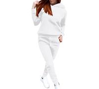 Générique Set da jogging da donna 2 pezzi Tuta Sportiva Pantaloni E Felpa Con Cappuccio Tuta Donna Set Elegante E Elegante Set Stampato Donna Abbigliamento Sportivo 2025, 04# Bianco, L