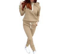Générique Set da jogging da donna 2 pezzi Tuta Sportiva Pantaloni E Felpa Con Cappuccio Tuta Donna Set Elegante E Elegante Set Stampato Donna Abbigliamento Sportivo 2025, 03#Khaki, L